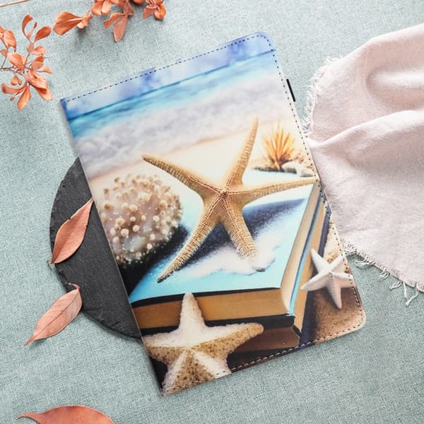 Samsung Galaxy Tab A9 / A11 Litchi Texture Leather Case Sjöstjärna