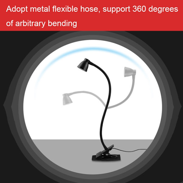 668A001 USB 360 graders böjlig slang skrivbordslampa, spec: Vit steglös dimning