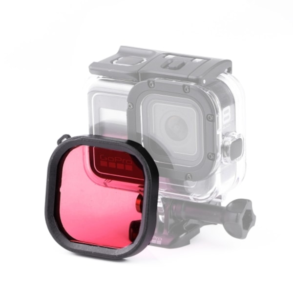 Fyrkantigt hus Dykningsfärg Linsfilter för GoPro HERO8 Svart Vattentätt hus Röd