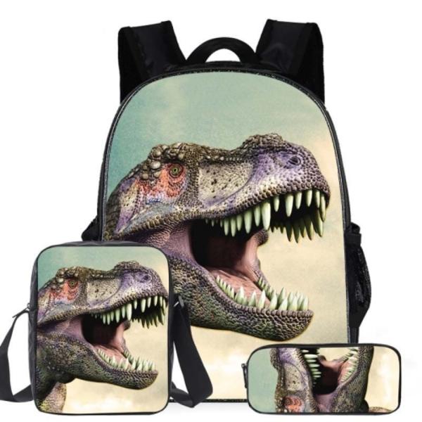 16-tums ZZ9 3 st/set Barn Dinosaurie Skolväska Förskola Elever Ryggsäck