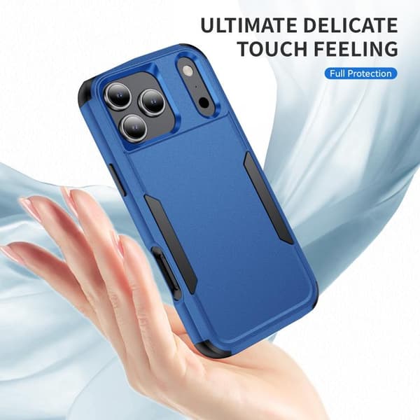 iPhone 18 Pro Max / iPhone 17 Pro Max Skal - Stötabsorberande TPU + PC Kungsblå + Svart