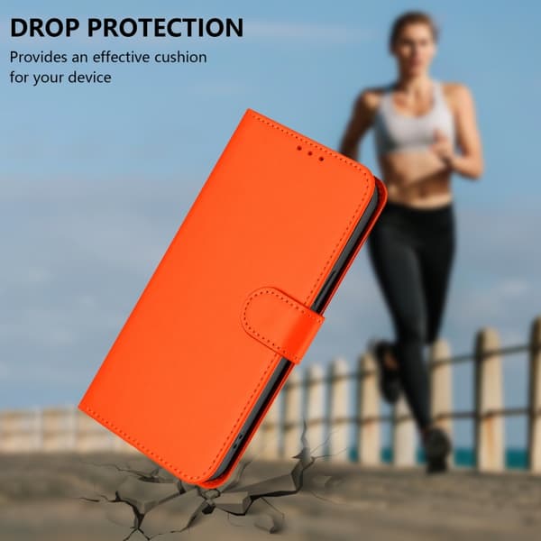 iPhone 16 Pro Skal Solid Färg med Lanyard - Läderfodral Orange