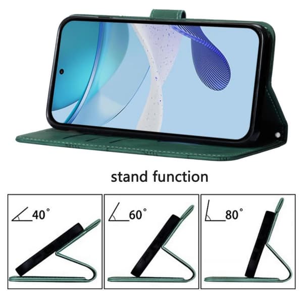 iPhone 17 Pro Skal läderfodral med 3D-embossed flip design Mörkgrön