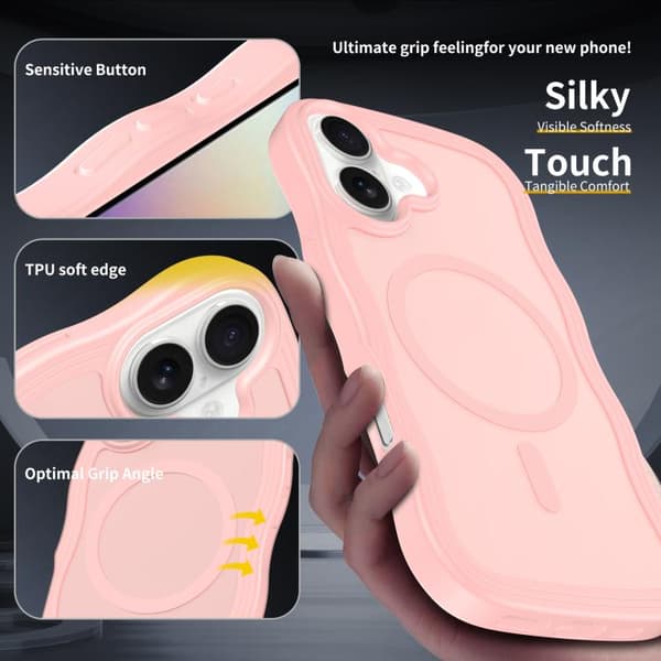 iPhone 17 Skal med Vågtextur och MagSafe Rosa