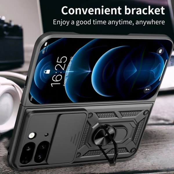 för Pixel 9 Pro Fold Skal med Glidande Kameraskydd - TPU+PC Design Guld