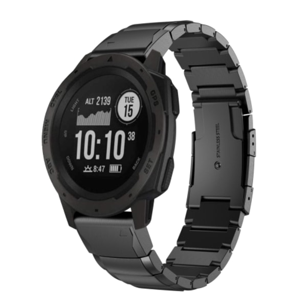 För Garmin Instinct 22mm Tortoise Shell watch i rostfritt stål Black