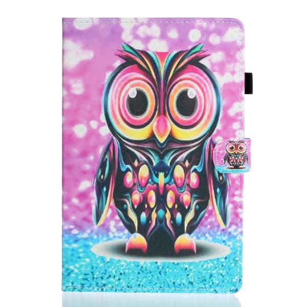 Samsung Galaxy Tab A8 10.5 (2021) Läderfodral med Målade Sidor Uggla