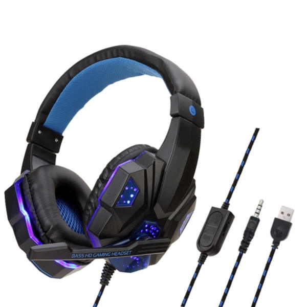 Soyto SY830 Datorspel Ljusstarkt Trådbundet Headset, Färg: För PS4 Svart blå