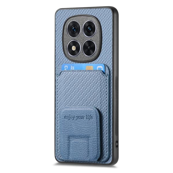 Redmi Note 14 5G - Kolfiber Kortfodral med Fällbart Ställ Blå