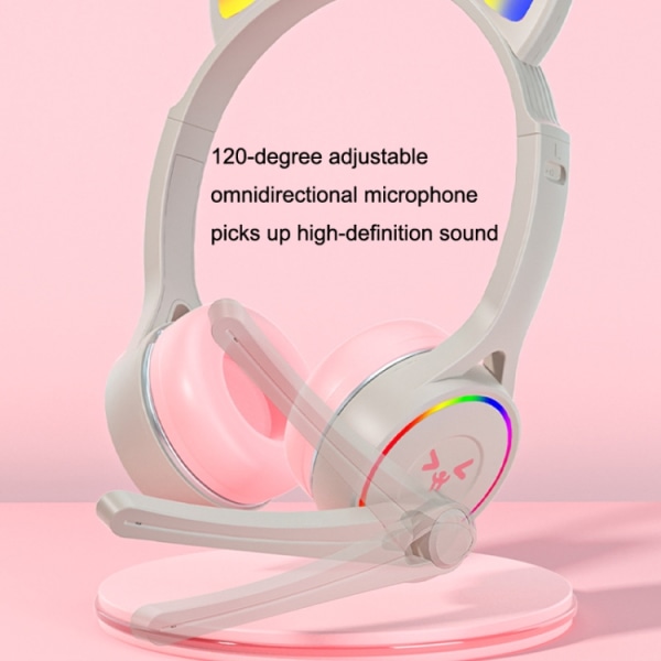 Soyto SY-G30 Cat Ear Computer Headset, Style: Icke-ljusversion Grå rosa