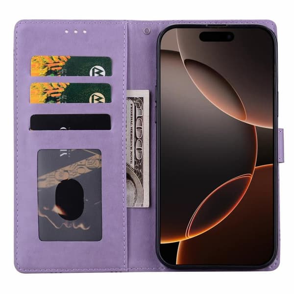 iPhone 18 Pro Max / iPhone 17 Pro Max Skal läderfodral - präglat rutmönster Purpur