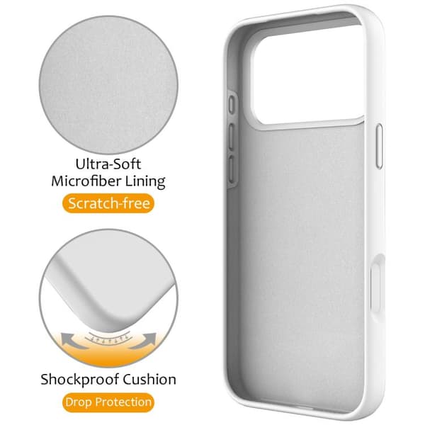 iPhone 17 Pro Skal - flytande silikon med MagSafe och ringhållare Vit