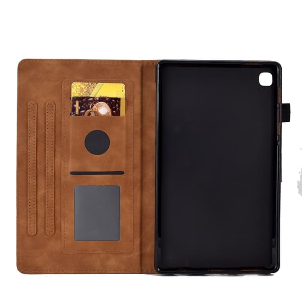 Samsung Galaxy Tab A7 Lite T220 Prägad Smile Flip Läderfodral Brun