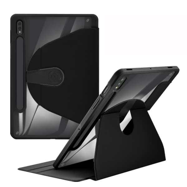 Samsung Galaxy Tab A7 Lite 360° Rotationsskydd i Läder Svart