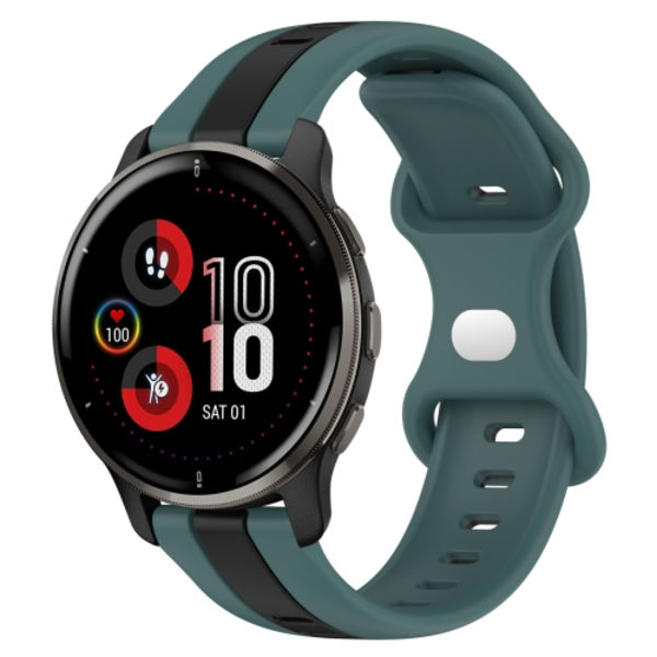 För Garmin Venu 2 Plus 20mm Butterfly Spänne Tvåfärgad watch Green-Black