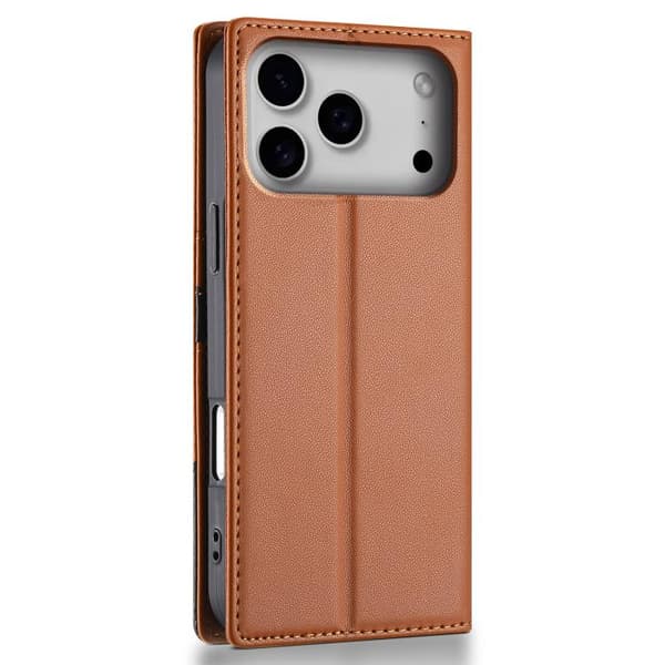 iPhone 18 Pro Max / iPhone 17 Pro Max Skal läderfodral N.BEKUS P3 RFID med magnetisk flip Brun
