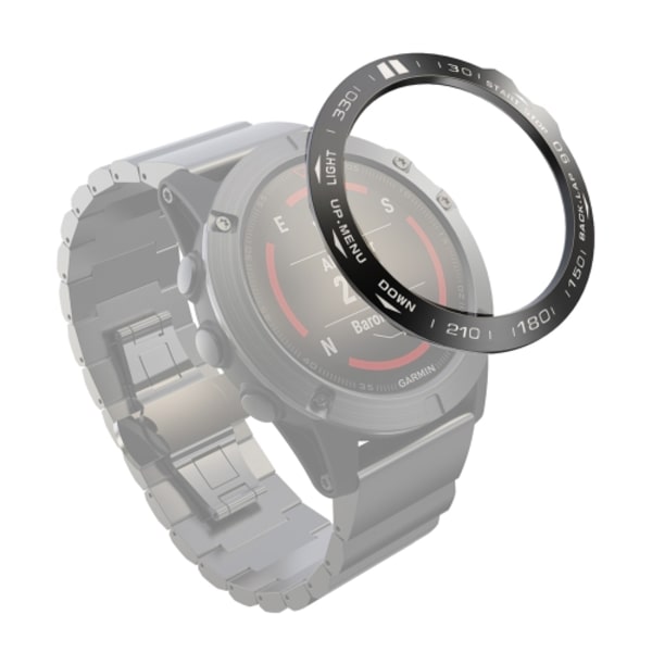 För Garmin Fenix ​​5X/5X Plus Smart Watch Stålring, B-version Black Ring White Letter