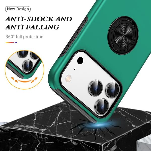 iPhone 17 Pro Max Skal - PC + TPU med osynlig ringhållare Mörkgrön