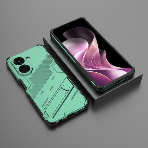 Redmi A5 4G / Poco C71 Punk Armor 2-i-1 PC + TPU Mobilskal med Ställ Grön