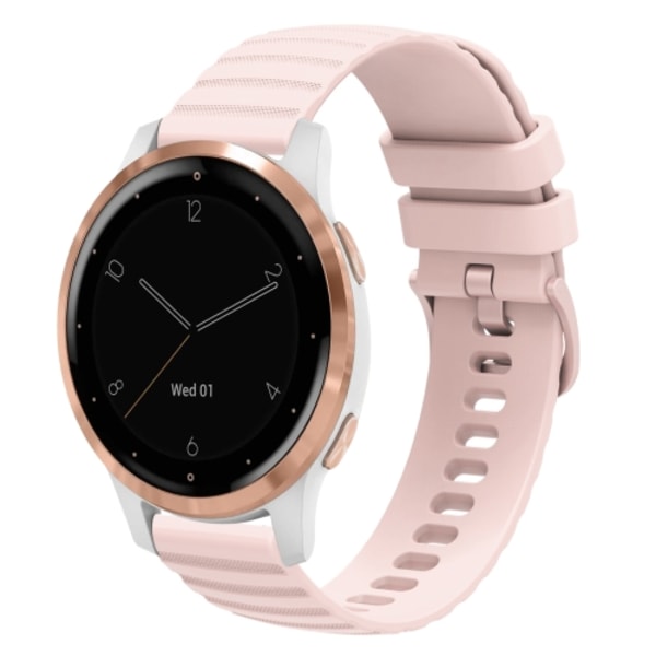 För Garmin Vivoactive 4S 18 mm vågigt prickigt enfärgat watch Pink