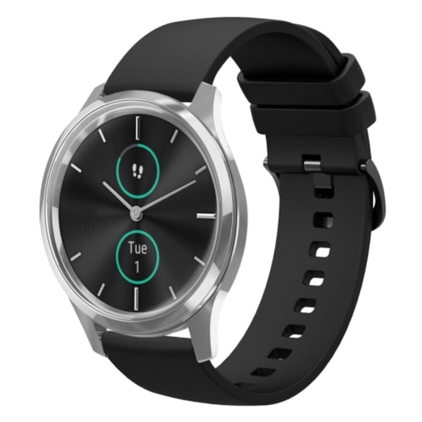 För Garmin VivoMove Luxe 20mm Solid Color Soft Silikon Watch Band Black