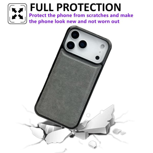 iPhone 18 Pro Max / iPhone 17 Pro Max Skal - äkta läder med textur Grå