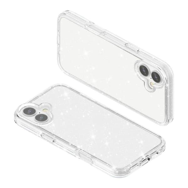 iPhone 17 Shockproof Skal med Glitterpulver Terminator Vit