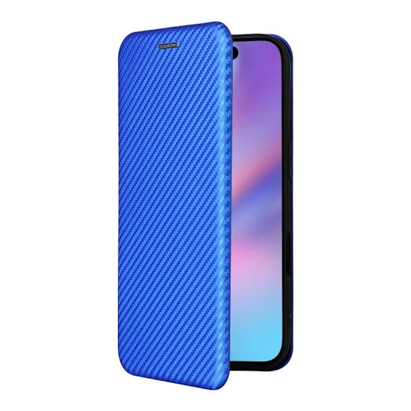 iPhone 17 Skal läderfodral - kolfibertextur Blå