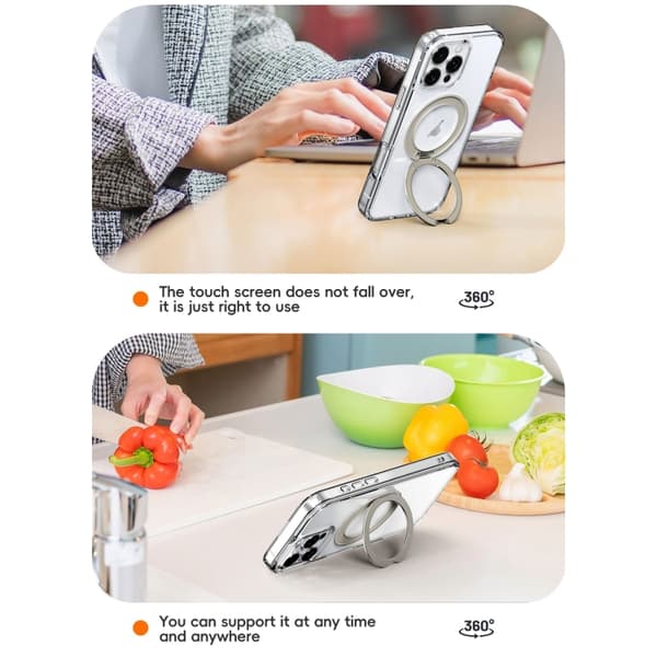 iPhone 16 Pro Max Crystal Clear MagSafe Magnetisk Hållare Skal Transparent titanblå