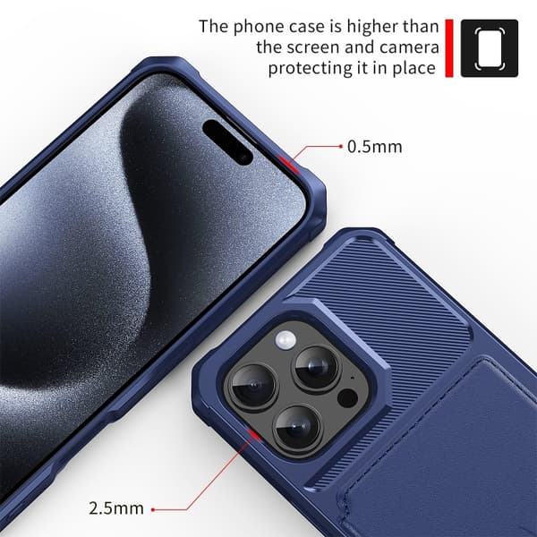 iPhone 16 Pro Max Skal - Magnetisk Plånbokskortväska Läder Fodral Blå