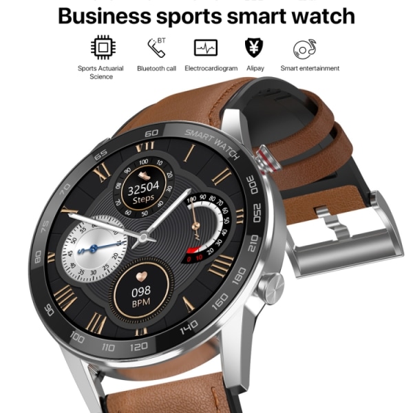 1,3 tums pekskärm Dual-mode Bluetooth Smart Watch Svart silikonrem