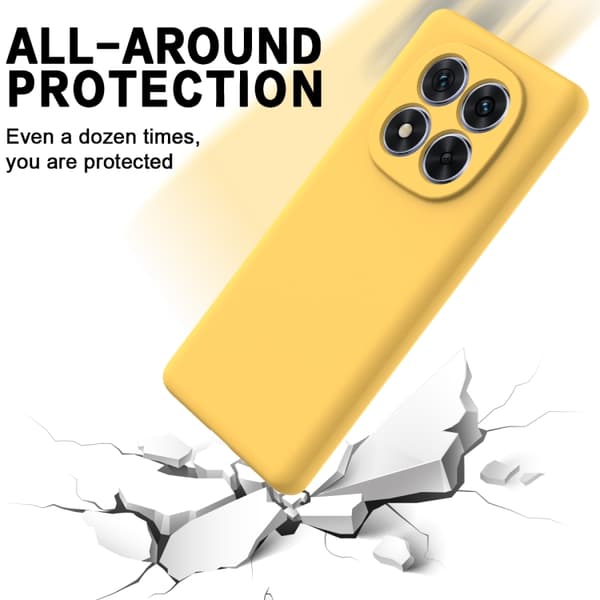 Redmi Note 14 Pro 5G - Heltäckande Droppskyddande Telefonfodral i Solid Färg av Flytande Silikon Gul