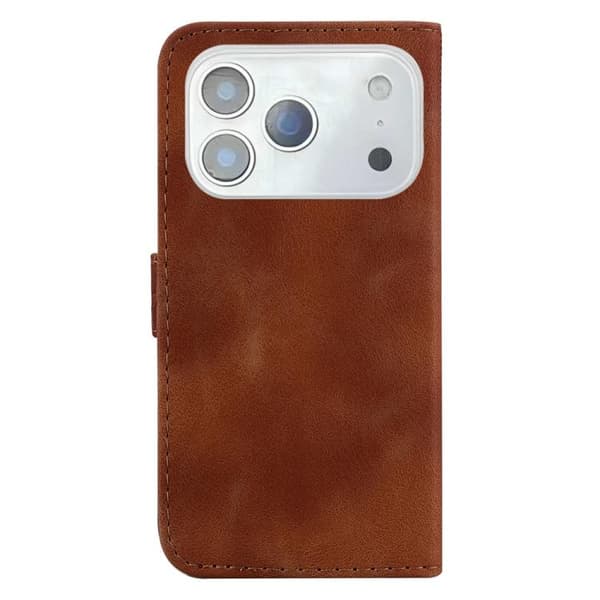 iPhone 18 Pro Max / iPhone 17 Pro Max Skal läderfodral med sju-formad präglad design Brun