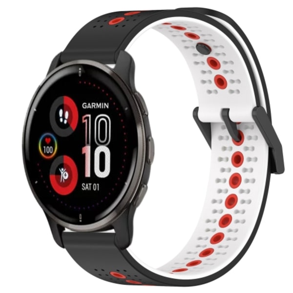 För Garmin Venu 2 Plus 20mm Tricolor Andningsbart watch Black-White-Red