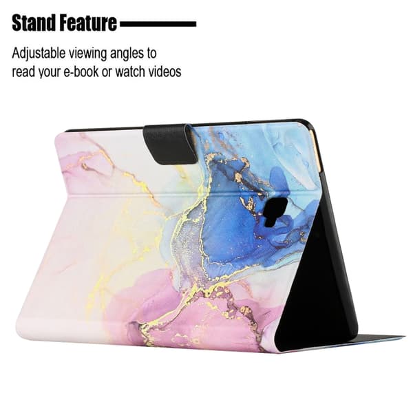 Samsung Galaxy Tab A 10.1 T580 Marble Mönster Smart Läderfodral Rosa Blå