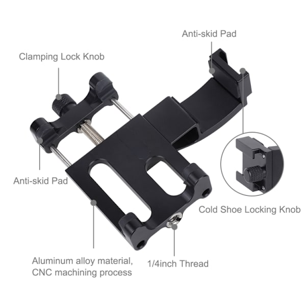 Multifunktionell smartphone-fästklämma i aluminiumlegering, expansionshållare, fäste för DJI OSMO Pocket / Pocket 2