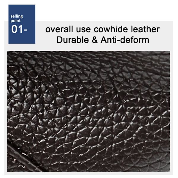 6019 Litchi Textur Äkta Läder Crossbody Bröstväska För Män Svart