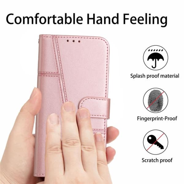 iPhone 18 Pro Max / iPhone 17 Pro Max Skal läderfodral - kalvskinn med spänne Roséguld