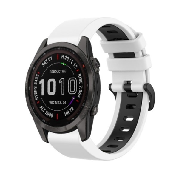 För Garmin Fenix ​​7S Sapphire Solar 22mm silikon watch i två färger White-Black