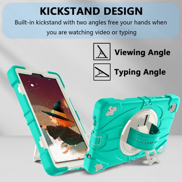 Samsung Galaxy Tab A7 Lite Bat Hand Grip Turntable Ställ Mintgrön Vit