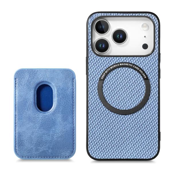 iPhone 18 Pro Max / iPhone 17 Pro Max Skal - kolfiberläder med MagSafe Blå