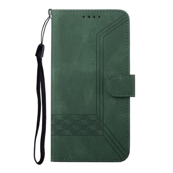 iPhone 18 Pro / iPhone 17 Pro Skal läderfodral med kubisk känsla Grön