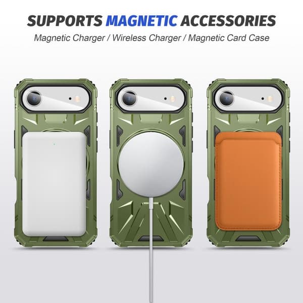 iPhone 17 Air Skal med MagSafe Magnetisk Stötsäker och Ringhållare Grön