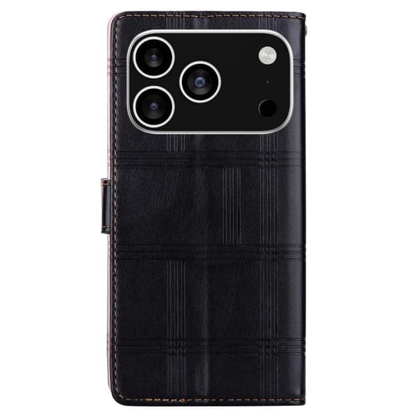 iPhone 18 Pro Max / iPhone 17 Pro Max Skal läderfodral - präglat rutmönster Svart