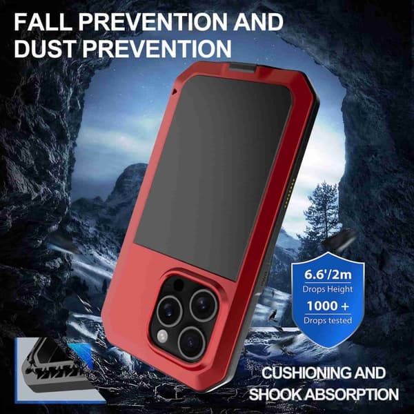 iPhone 16 Pro RedPepper Triple-skyddad Metallskal Röd