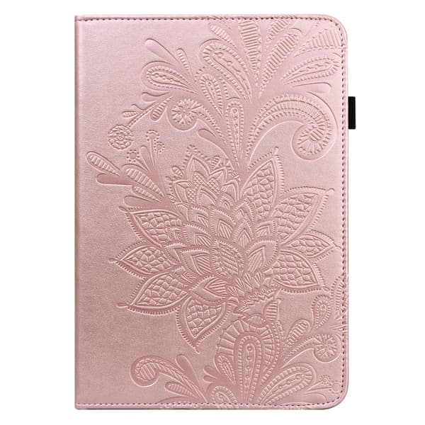 Samsung Galaxy Tab S8 Läderfodral med Blommönster Guld