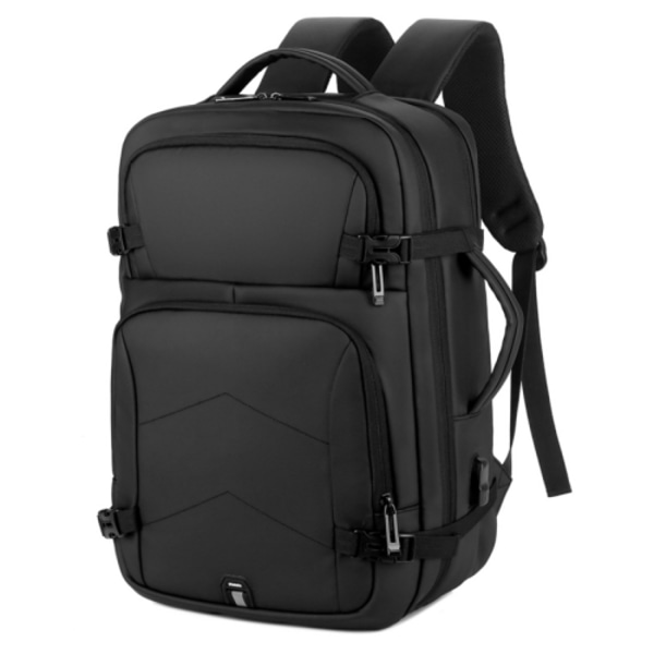 OUMANTU 2023 Stor Vattentät Laptop Ryggsäck Business Resväska Axelväska med Extern USB-laddningsport Svart