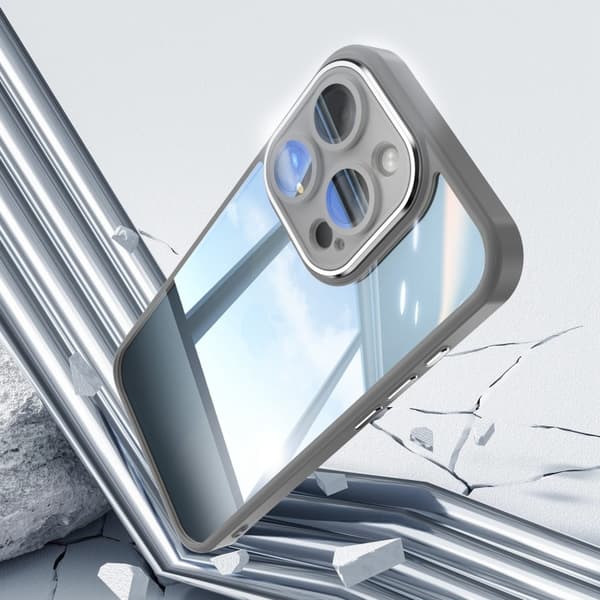 iPhone 16 Pro Max Skal Akryl Hybrid TPU Armor Stötsäker Telefonfodral Grå