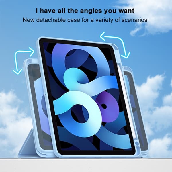 iPad Pro 12.9 (2022/2021/2020) Rotationsbart Magnetiskt Avtagbart Läderfodral med Pennfack Silvergrå