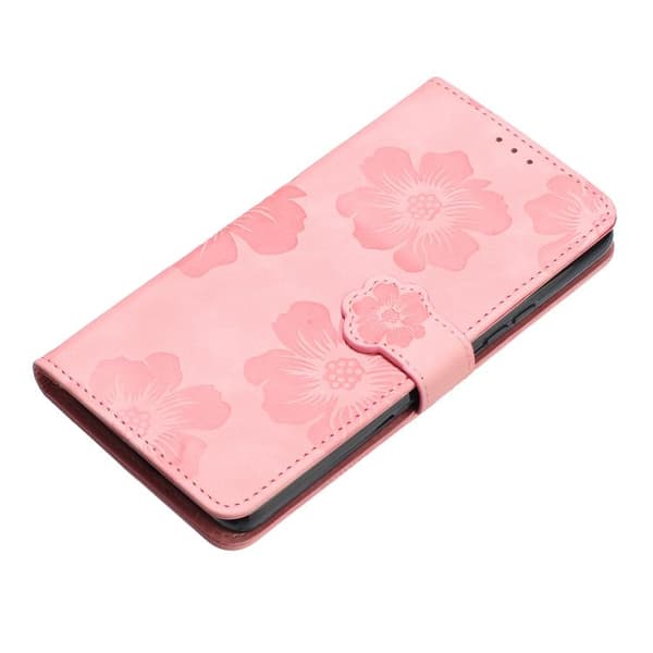 Redmi Note 14 Pro 4G - Blommig Pr präglad Läderfodral Rosa